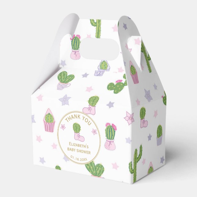 Cute Custom Cactus Baby Shower Favor Boxes (Front Side)