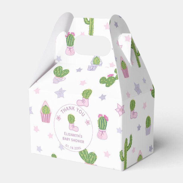 Cute Custom Cactus Baby Shower Favor Boxes (Front Side)