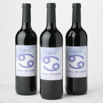 Cute Custom Cancer Purple Astrology Birthday Party Wine Label