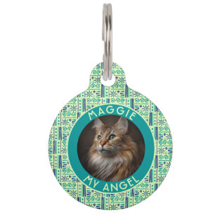 Cute Custom Cat Mom Gift Ethnic Pattern Pet ID Tag