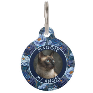 Cute Custom Cat Mom Gift Peonies Pet ID Tag