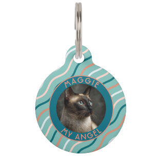 Cute Custom Cat Owner Gift Stripes Pattern Pet ID Tag