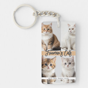 Cute Custom Cat Photo Family Keychain