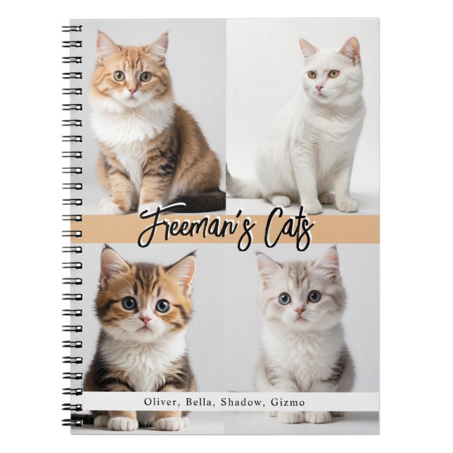 Cute Custom Cat Photo Family Notebook (Front)