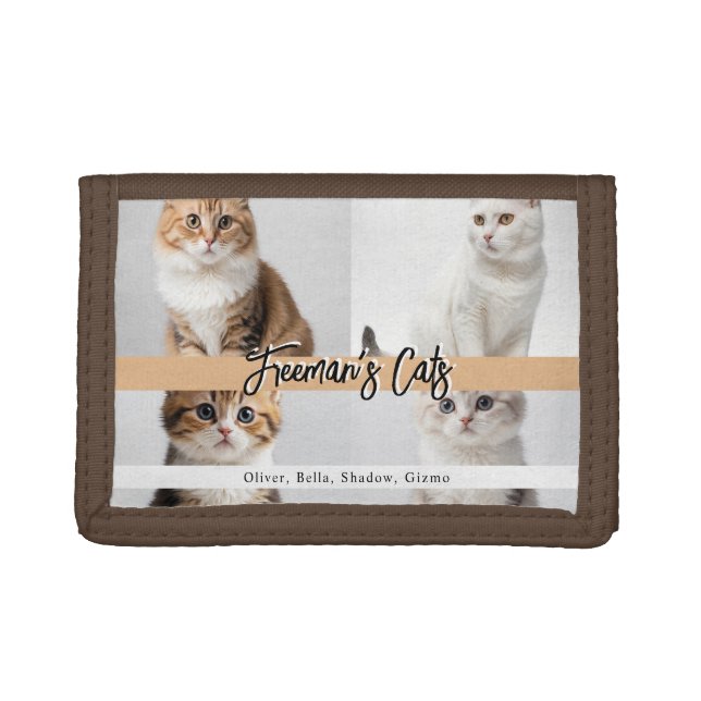 Cute Custom Cat Photo Family Trifold Wallet (Front)