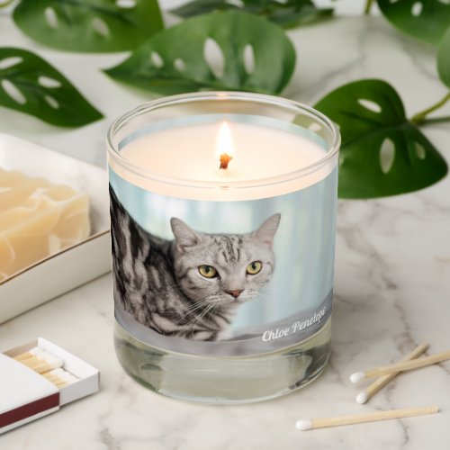 Cute Custom Cat Photo Pet Owner Gift Scented Candle