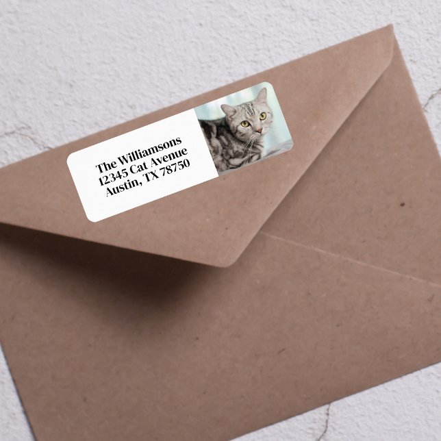 Cute Custom Cat Photo Pet Owner Return Address Label (Creator Uploaded)