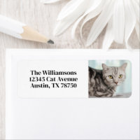 Cute Custom Cat Photo Pet Owner Return Address