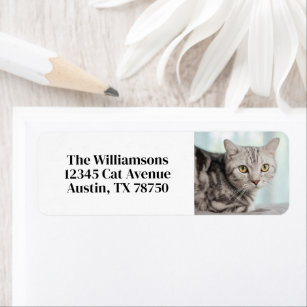 Cute Custom Cat Photo Pet Owner Return Address Label