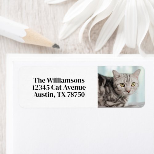 Cute Custom Cat Photo Pet Owner Return Address Label