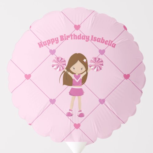 Cute Custom Cheerleader Happy Birthday Pink Balloon
