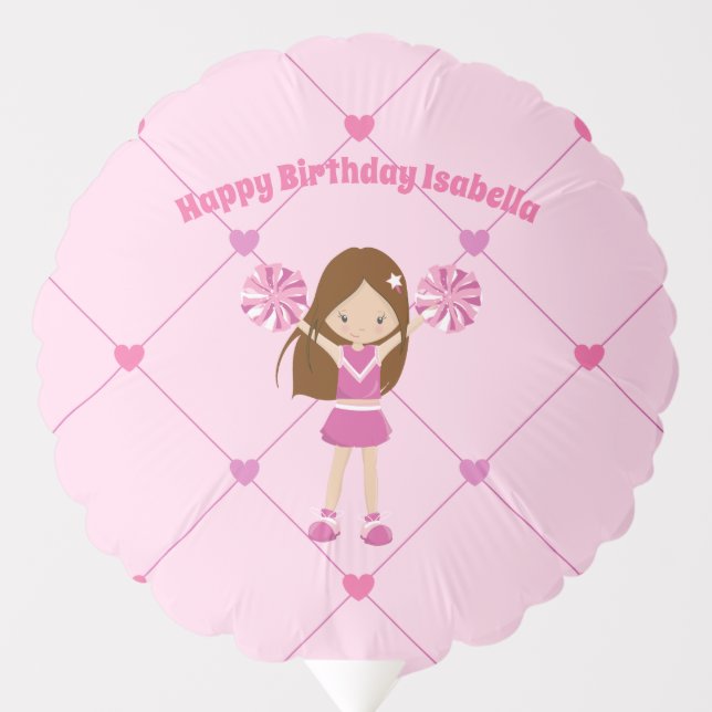 Cute Custom Cheerleader Happy Birthday Pink Balloon (Front)