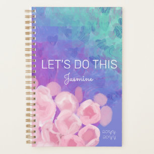 Cute Custom Cherry Blossoms Colorful Hearts Planner