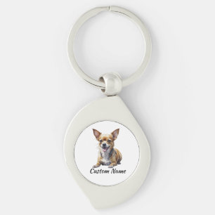 Cute Custom Chihuahua Dog Pet Dog Lover Art Keychain