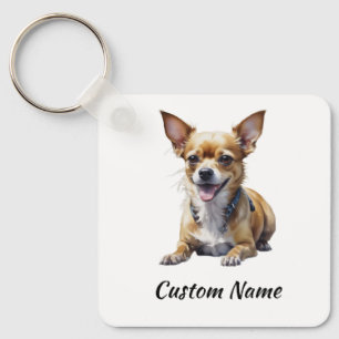 Cute Custom Chihuahua Dog Pet Dog Lover Art Keychain