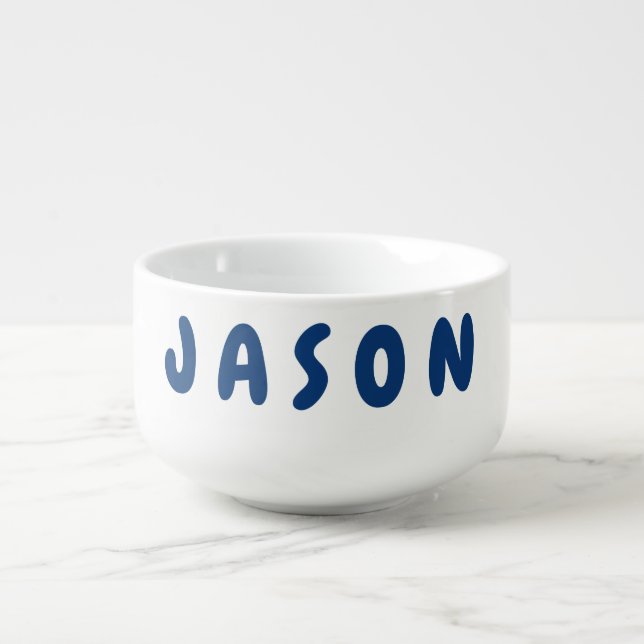 Cute Custom Child Blue Name Bowl (Front)