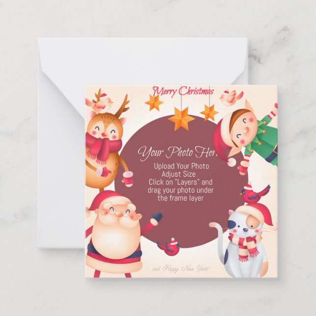 Cute Custom Christmas Note Card (Front)
