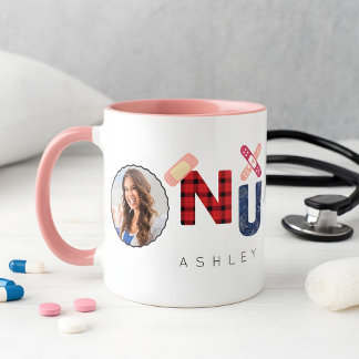 Cute Custom Christmas Nurse Gift  2 Photos Name Mug