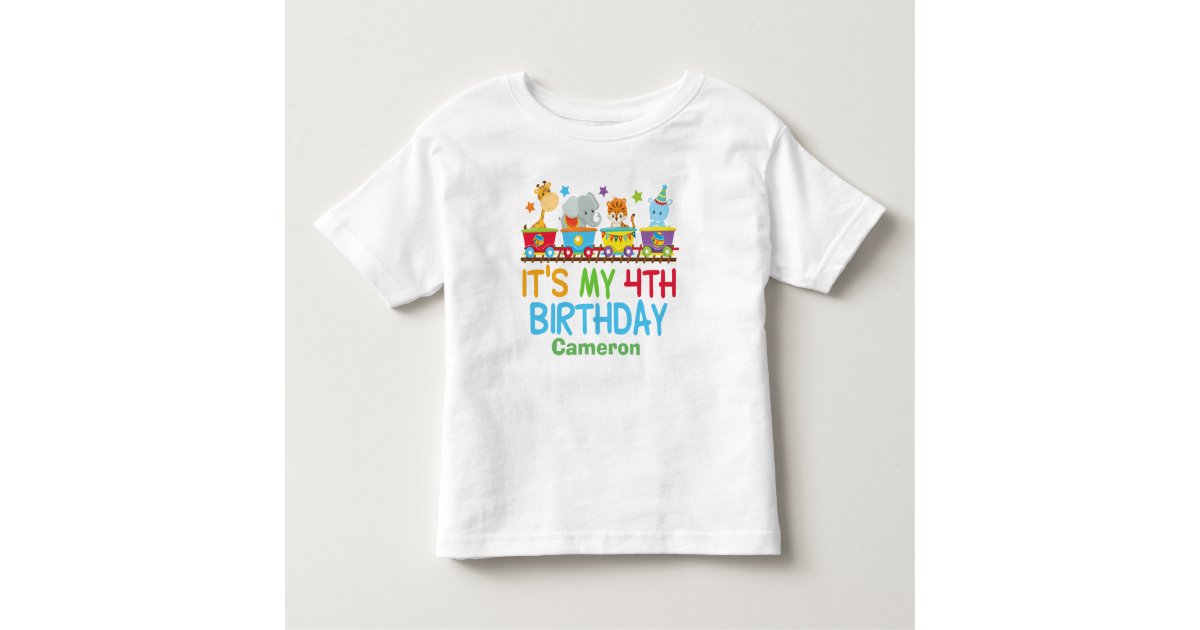Cute Custom Circus Animal Train 4th Birthday Toddler T-shirt | Zazzle
