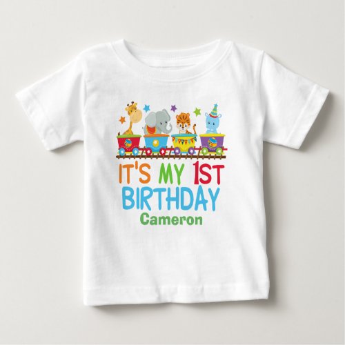 Cute Custom Circus Animal Train My 1st Birthday Baby T_Shirt