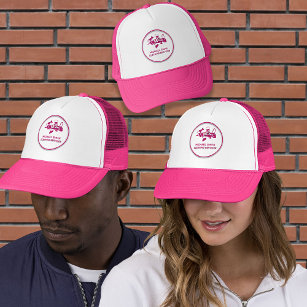Cute Custom Cleaning Services Logo Girly Chic Pink Trucker Hat