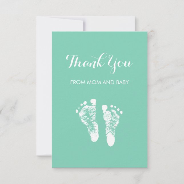 Cute Custom Color Baby Footprints Thank You (Front)