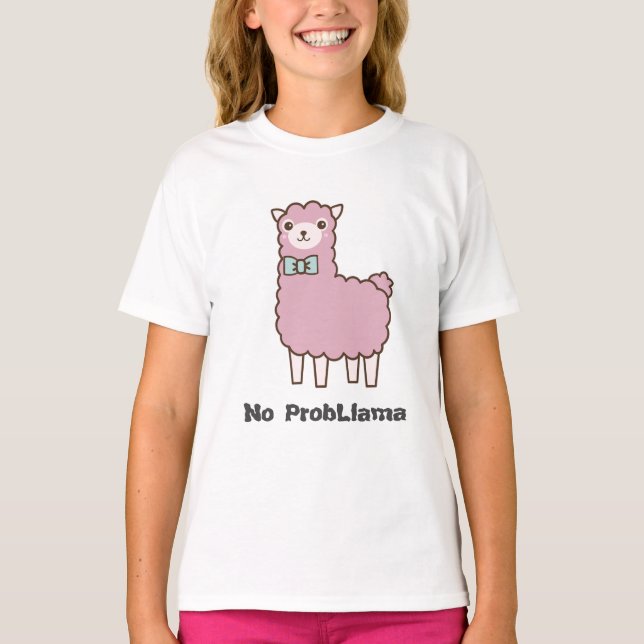 Cute Custom Color No Problema Llama T-Shirt (Front)