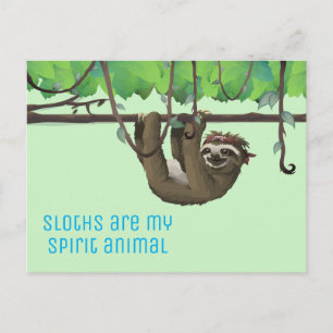 Cute Custom Color/Text Sloths Are My Spirit Animal Postcard