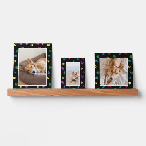 Cute Custom Colorful Paw Prints Photo Collage Picture Ledge