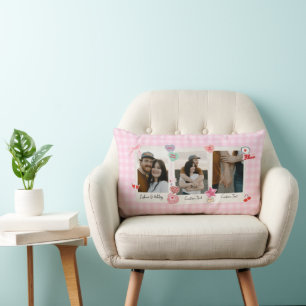 Cute Custom Couple Photos and Text Gift Lumbar Pillow
