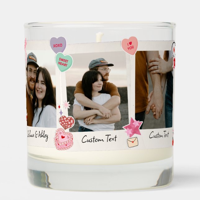 Cute Custom Couple Photos and Text Gift Scented Candle (Front)