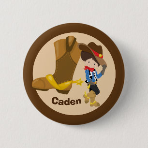 Cute Custom Cowboy Birthday Boy Party Button