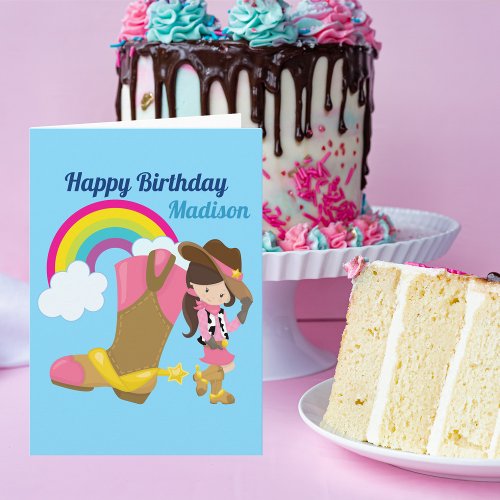 Cute Custom Cowgirl Happy Birthday Card