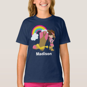 Cute Custom Cowgirl Rodeo Birthday Kids T-Shirt