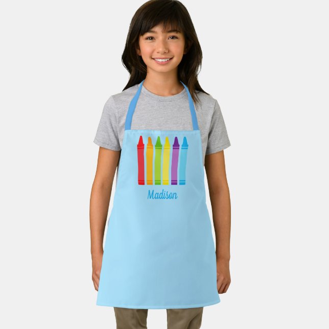 Cute Custom Crayon Elementary School Kids Apron (Insitu)