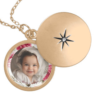Cute Custom Daughter Photo Portrait Gold Plated Necklace