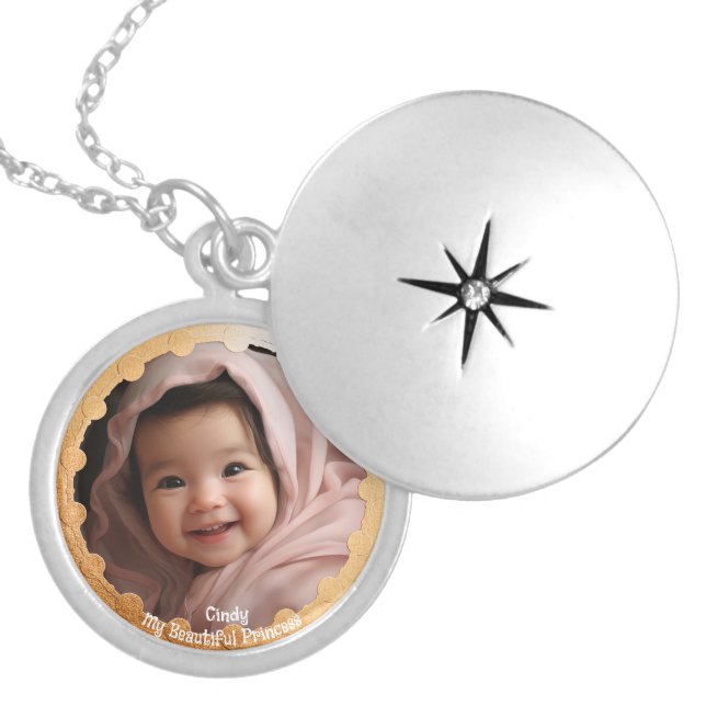 Cute Custom Daughter Photo Portrait  Locket Necklace (Front)
