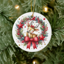 Cute Custom Deer Christmas Wreath