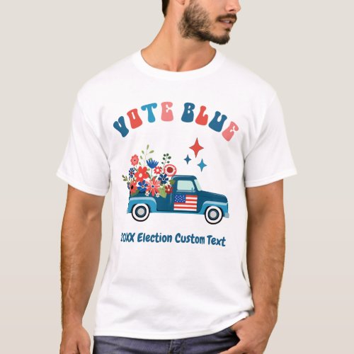 Cute Custom Democratic VOTE BLUE Boho Truck T_Shirt
