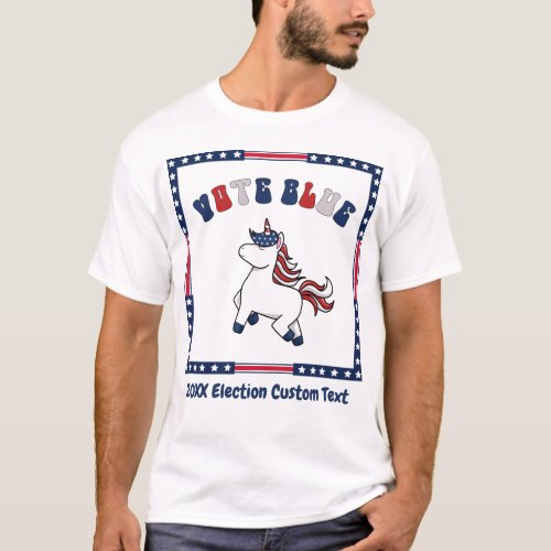 Cute Custom Democratic VOTE Patriotic Unicorn T_Shirt
