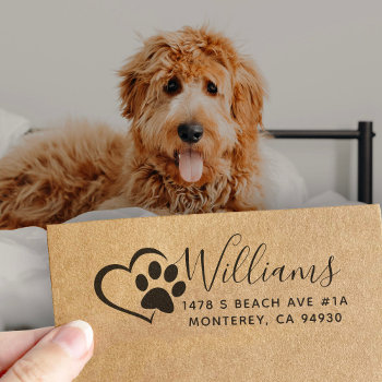 Cute Custom Dog Address Stamp With Heart by splendidsummer at Zazzle