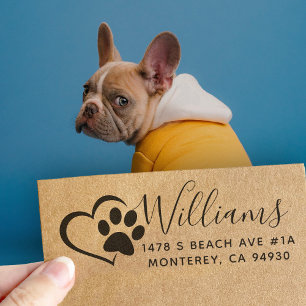 Cute Custom Dog Address Stamp With Heart