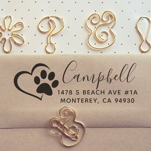 Cute Custom Dog Address Stamp With Heart And Paw