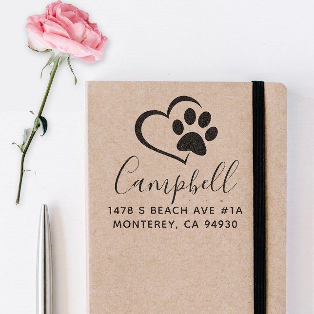 Cute Custom Dog Address Stamp With Heart And Paw (Creator Uploaded)