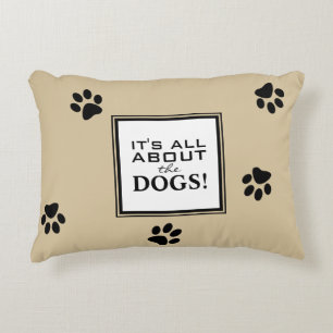 Cute Custom Dog Paw Typography Dog Lover's Accent Pillow