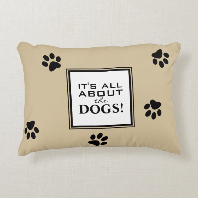 Cute Custom Dog Paw Typography Dog Lover's Accent Pillow (Front)