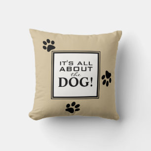 Cute Custom Dog Paw Typography Dog Lover's Throw Pillow