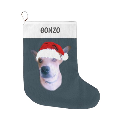 Cute Custom Dog Photo Personalized  Large Christmas Stocking