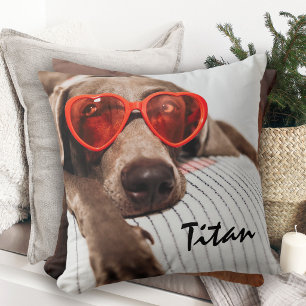 Cute Custom Double-Sided Pet Photo with Name Throw Pillow