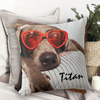 Cute Custom Double-Sided Pet Photo with Name Throw Pillow